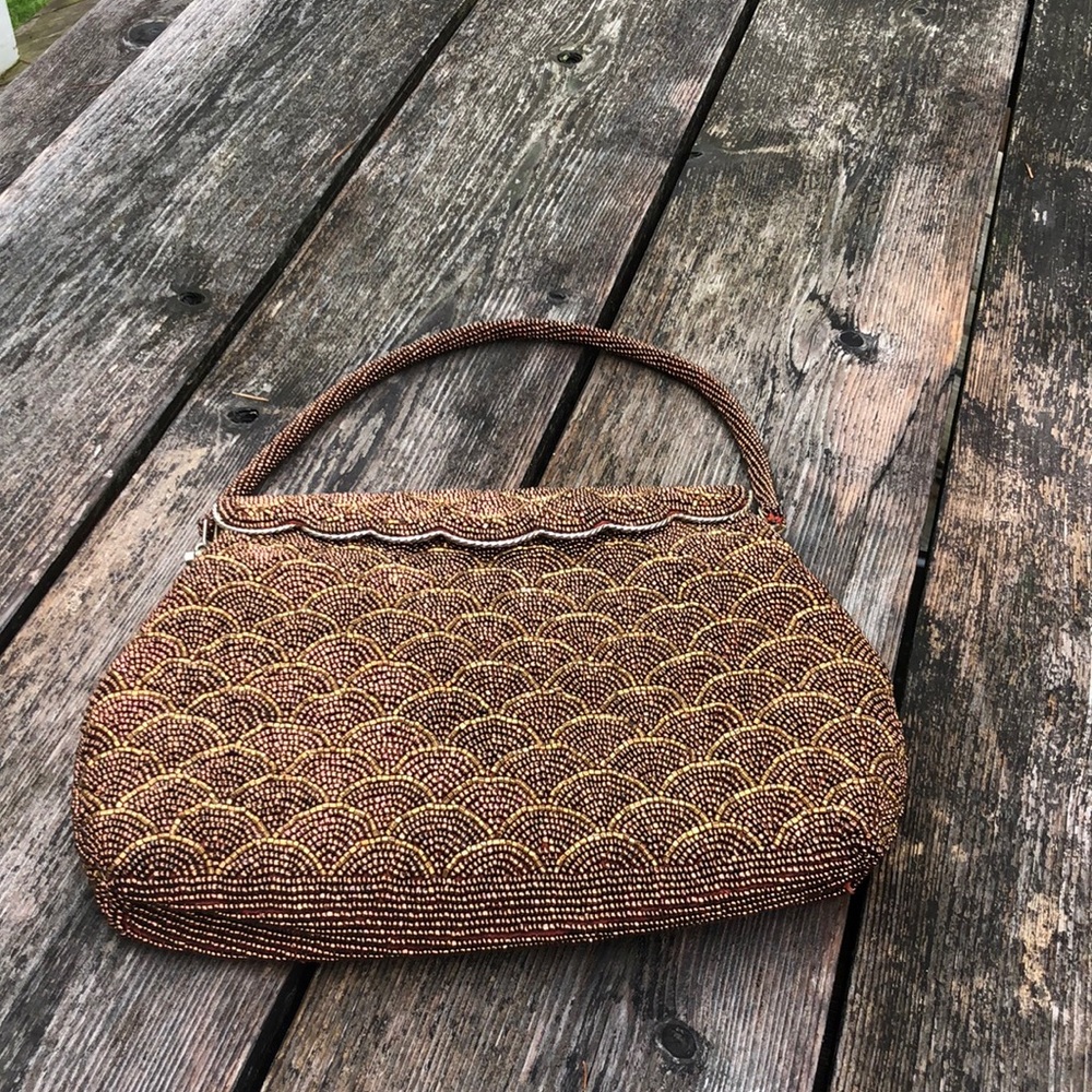 Vintage Bronze Beaded Purse